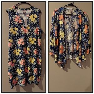 Chico's One Of Kind Bling Ring Tropical Floral Dress & Cardigan Set NWT 3 16